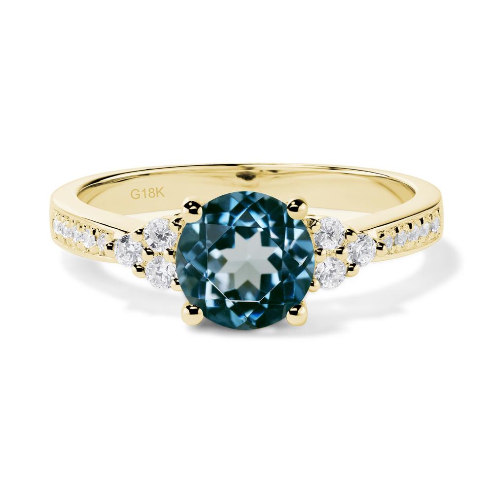 Round Cut London Blue Topaz Engagement Ring - LUO Jewelry #metal_18k yellow gold