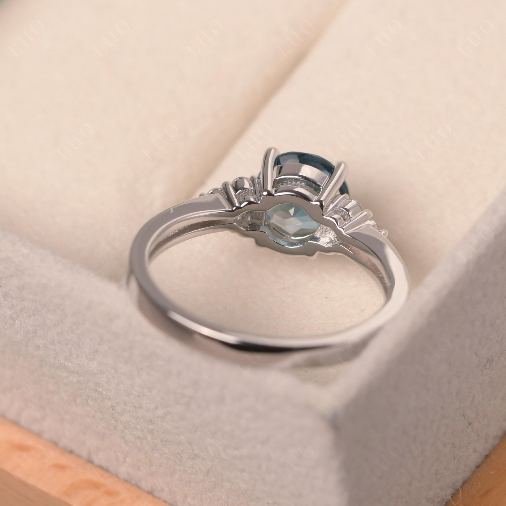 Round Cut London Blue Topaz Engagement Ring - LUO Jewelry 