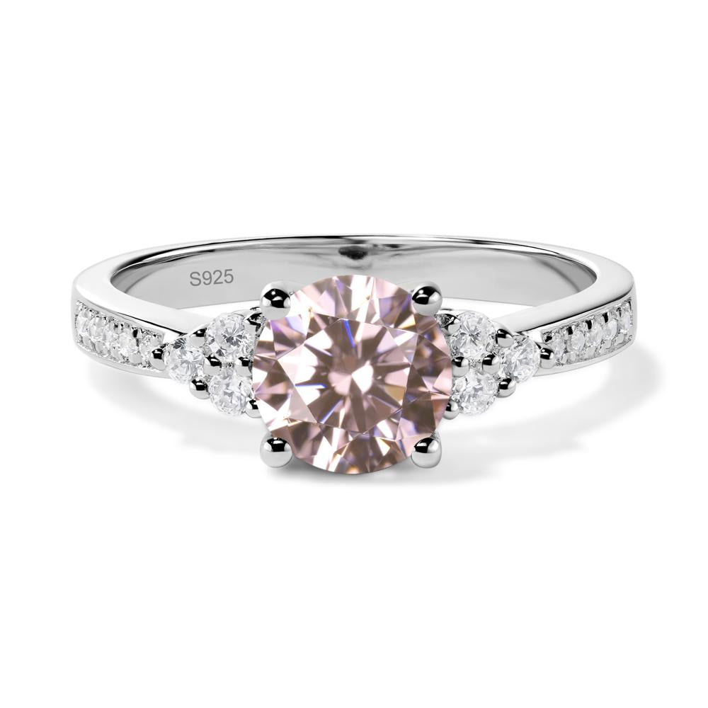 Round Cut Pink Cubic Zirconia Engagement Ring - LUO Jewelry #metal_sterling silver