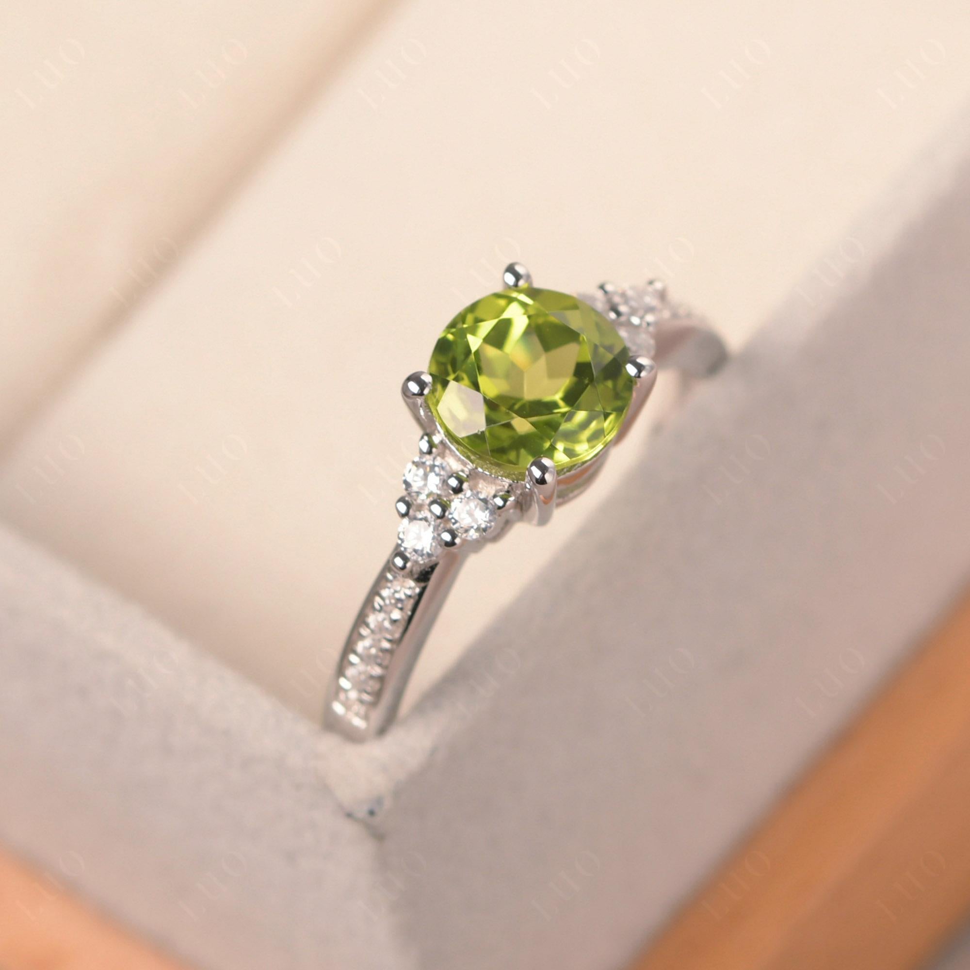 Round Cut Peridot Engagement Ring - LUO Jewelry 