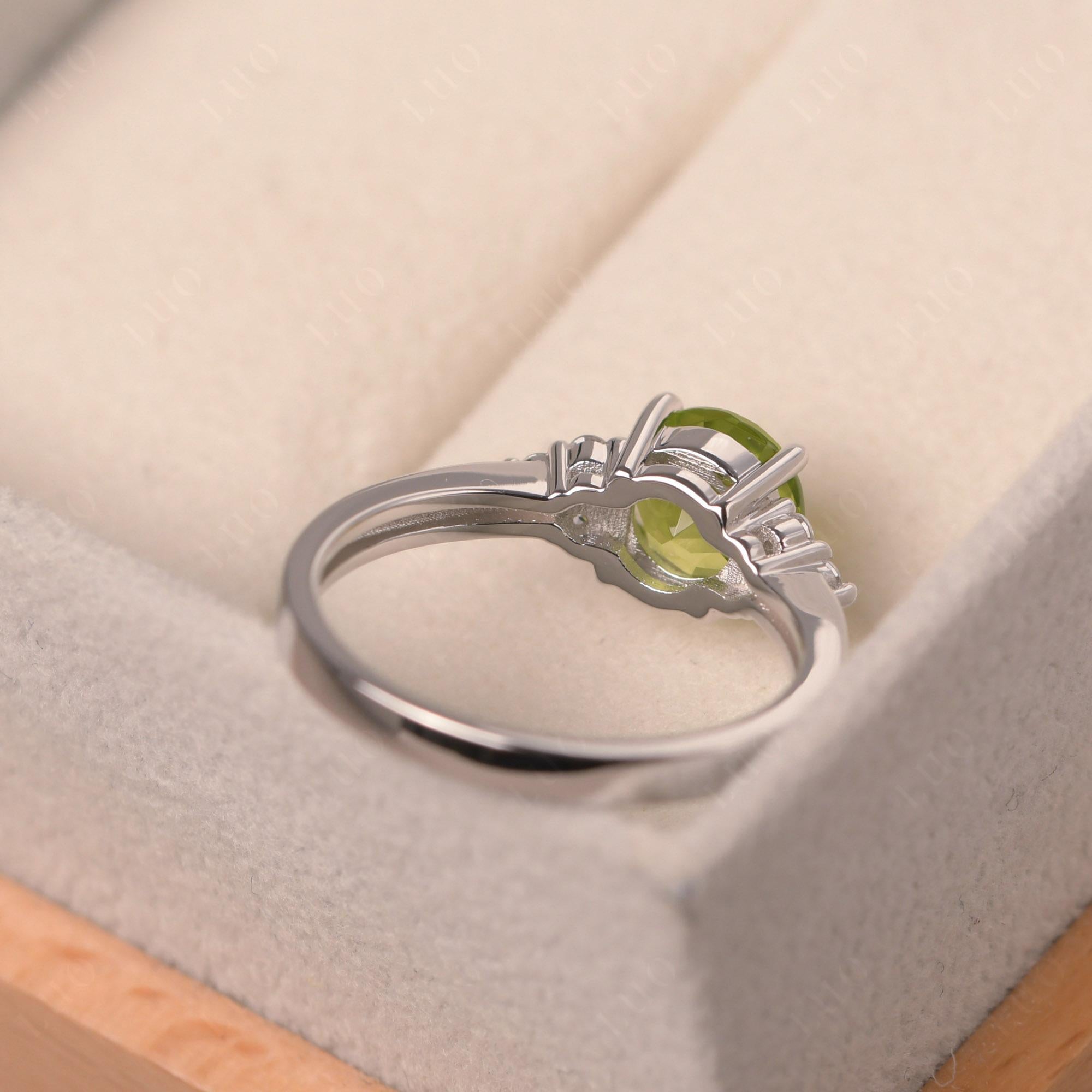 Round Cut Peridot Engagement Ring - LUO Jewelry 