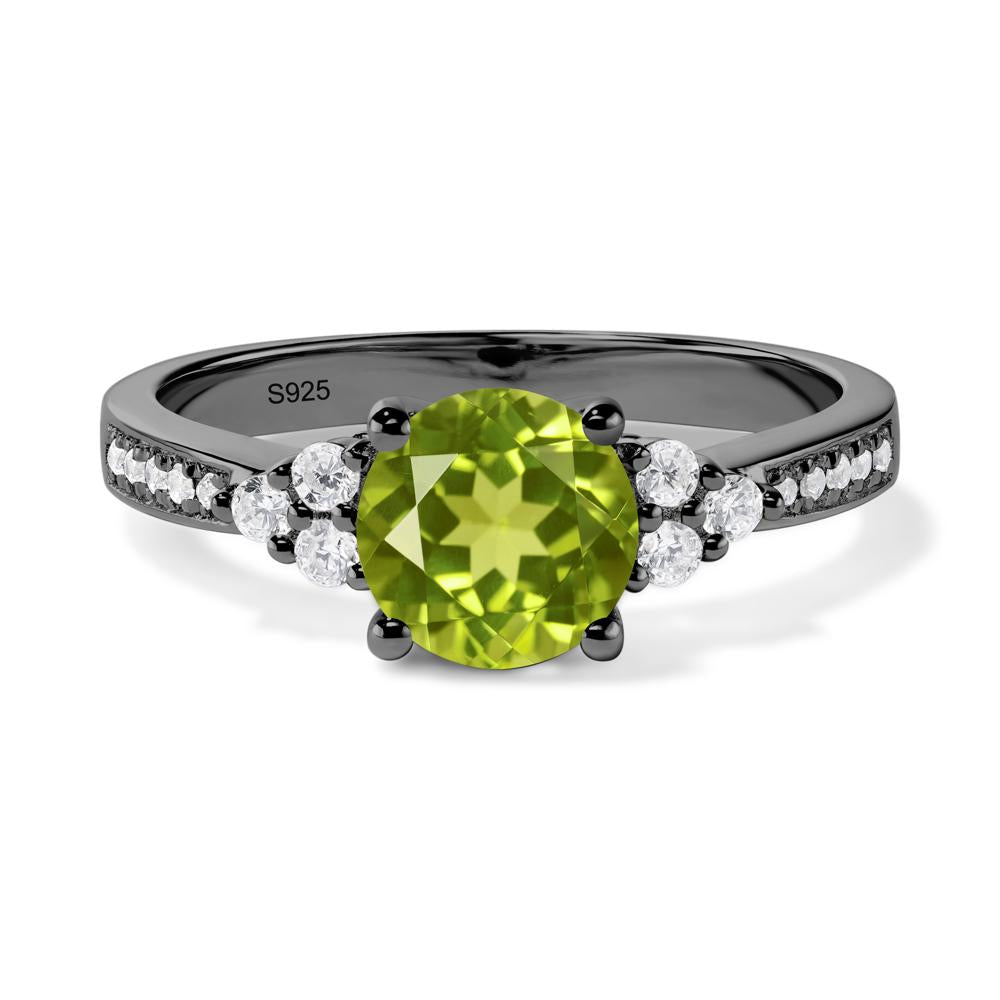 Round Cut Peridot Engagement Ring - LUO Jewelry #metal_black finish sterling silver