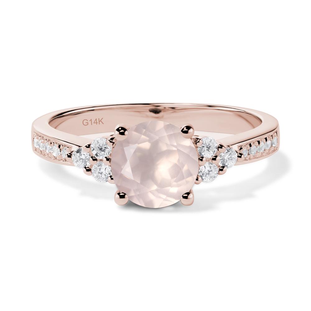 Round Cut Rose Quartz Engagement Ring - LUO Jewelry #metal_14k rose gold