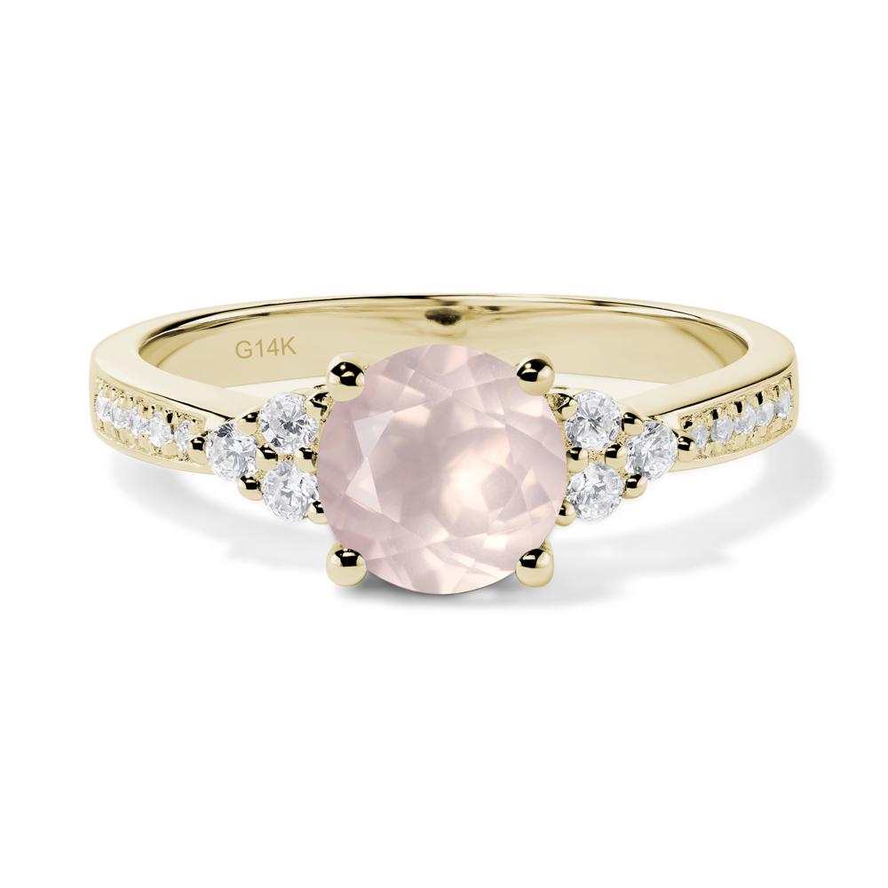 Round Cut Rose Quartz Engagement Ring - LUO Jewelry #metal_14k yellow gold