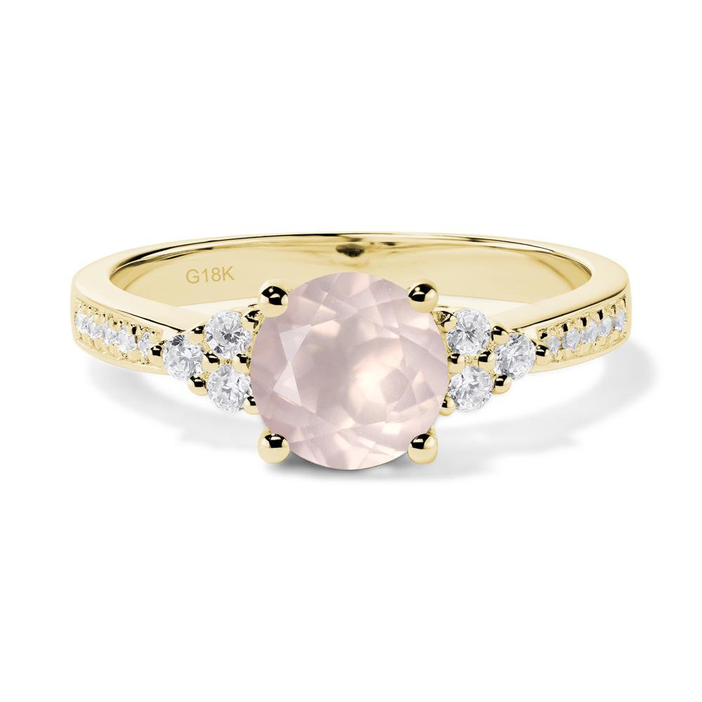 Round Cut Rose Quartz Engagement Ring - LUO Jewelry #metal_18k yellow gold