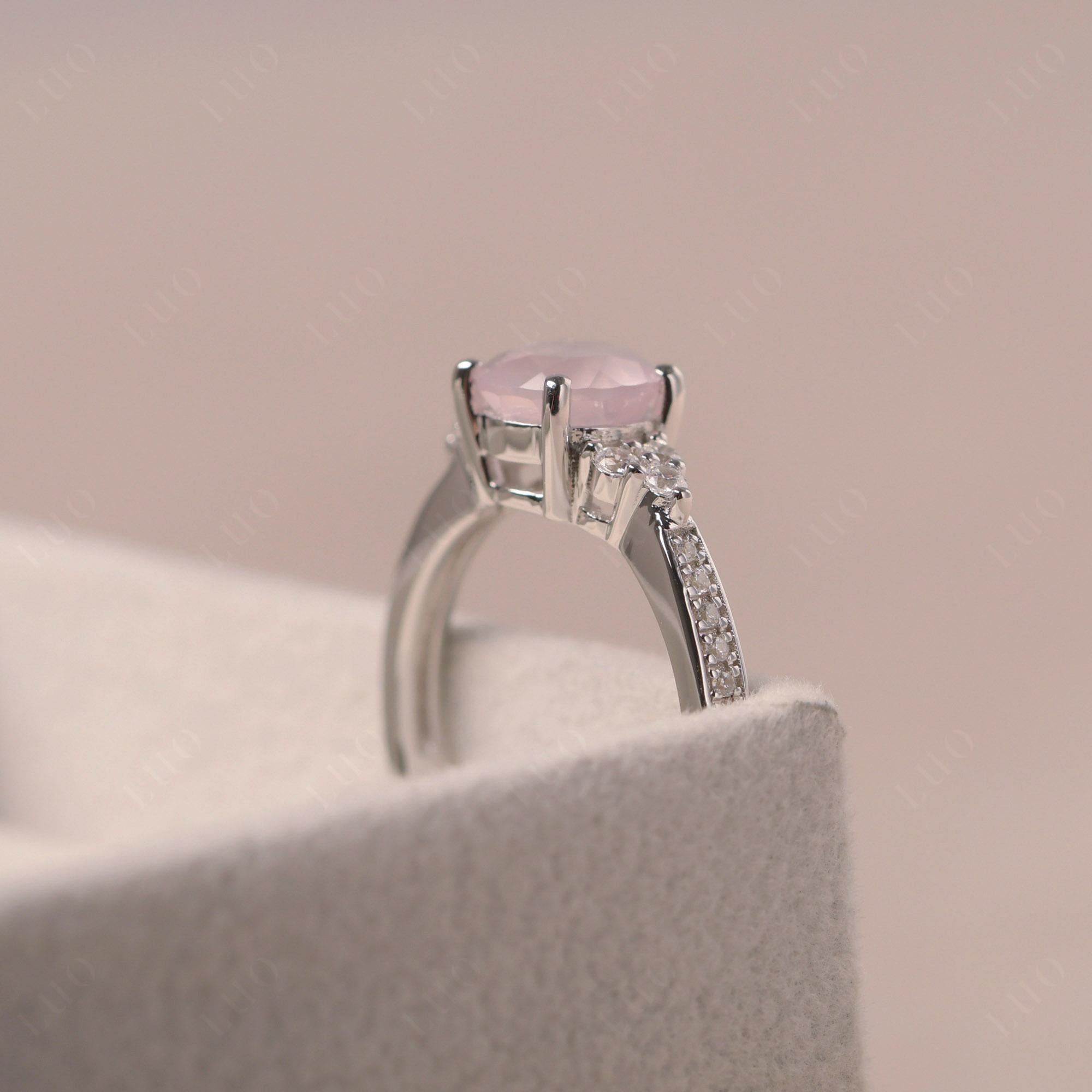 Round Cut Rose Quartz Engagement Ring - LUO Jewelry 