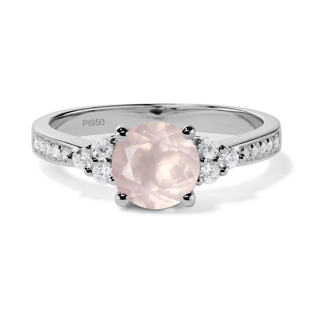 Round Cut Rose Quartz Engagement Ring - LUO Jewelry #metal_platinum