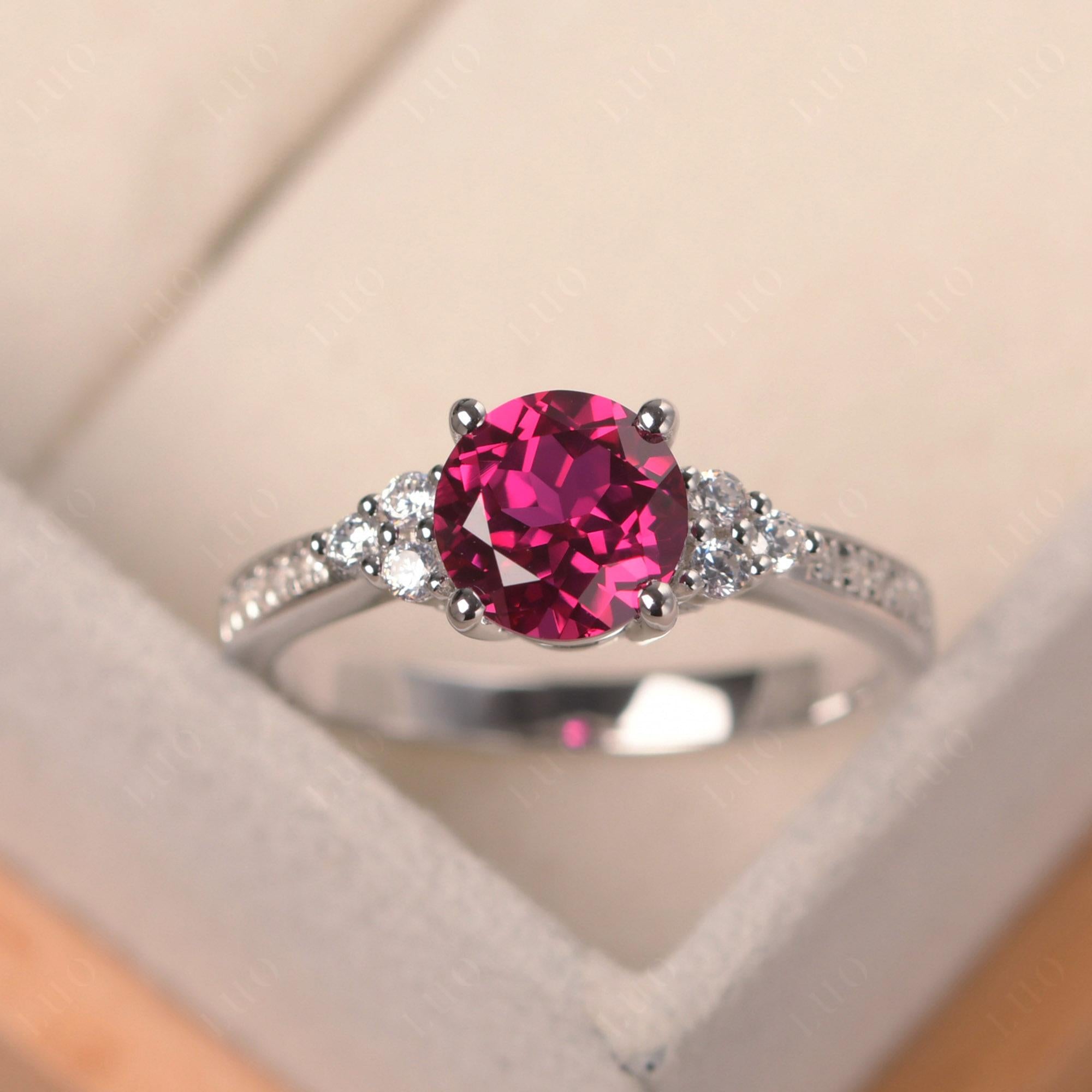 Round Cut Ruby Engagement Ring - LUO Jewelry 