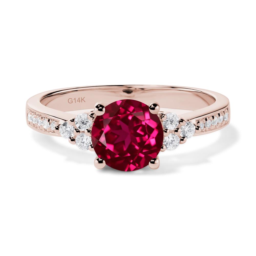 Round Cut Ruby Engagement Ring - LUO Jewelry #metal_14k rose gold