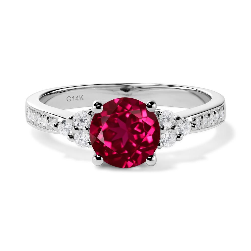 Round Cut Ruby Engagement Ring - LUO Jewelry #metal_14k white gold