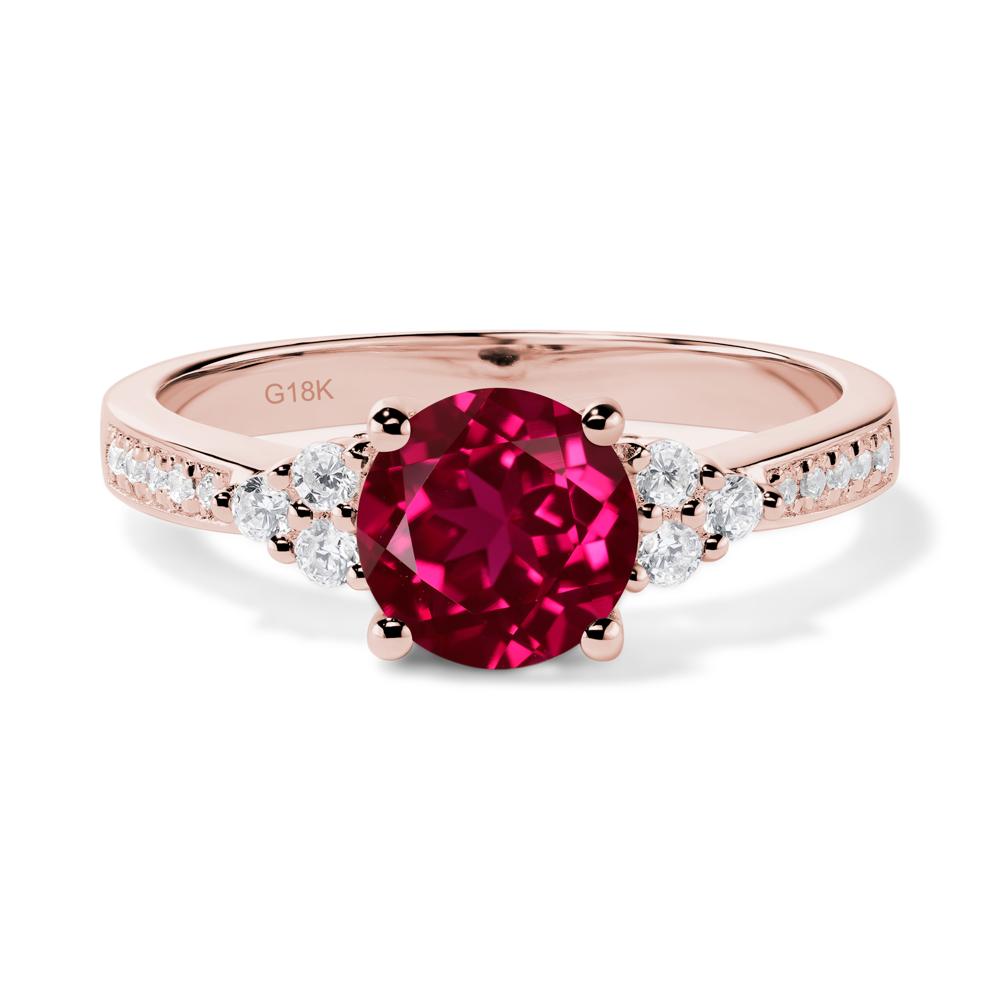 Round Cut Ruby Engagement Ring - LUO Jewelry #metal_18k rose gold