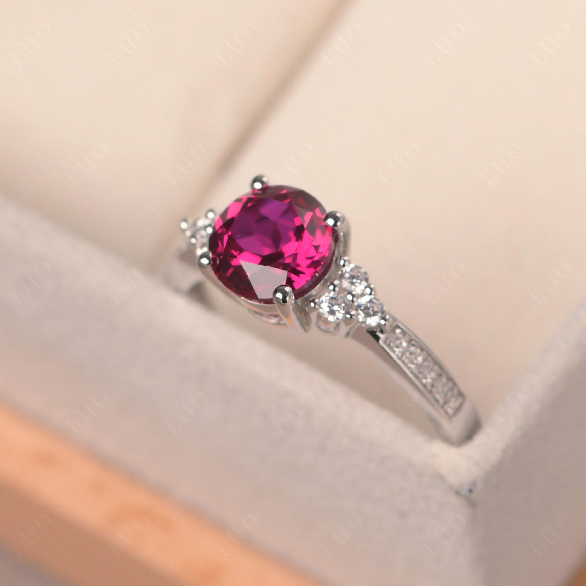 Round Cut Ruby Engagement Ring - LUO Jewelry 