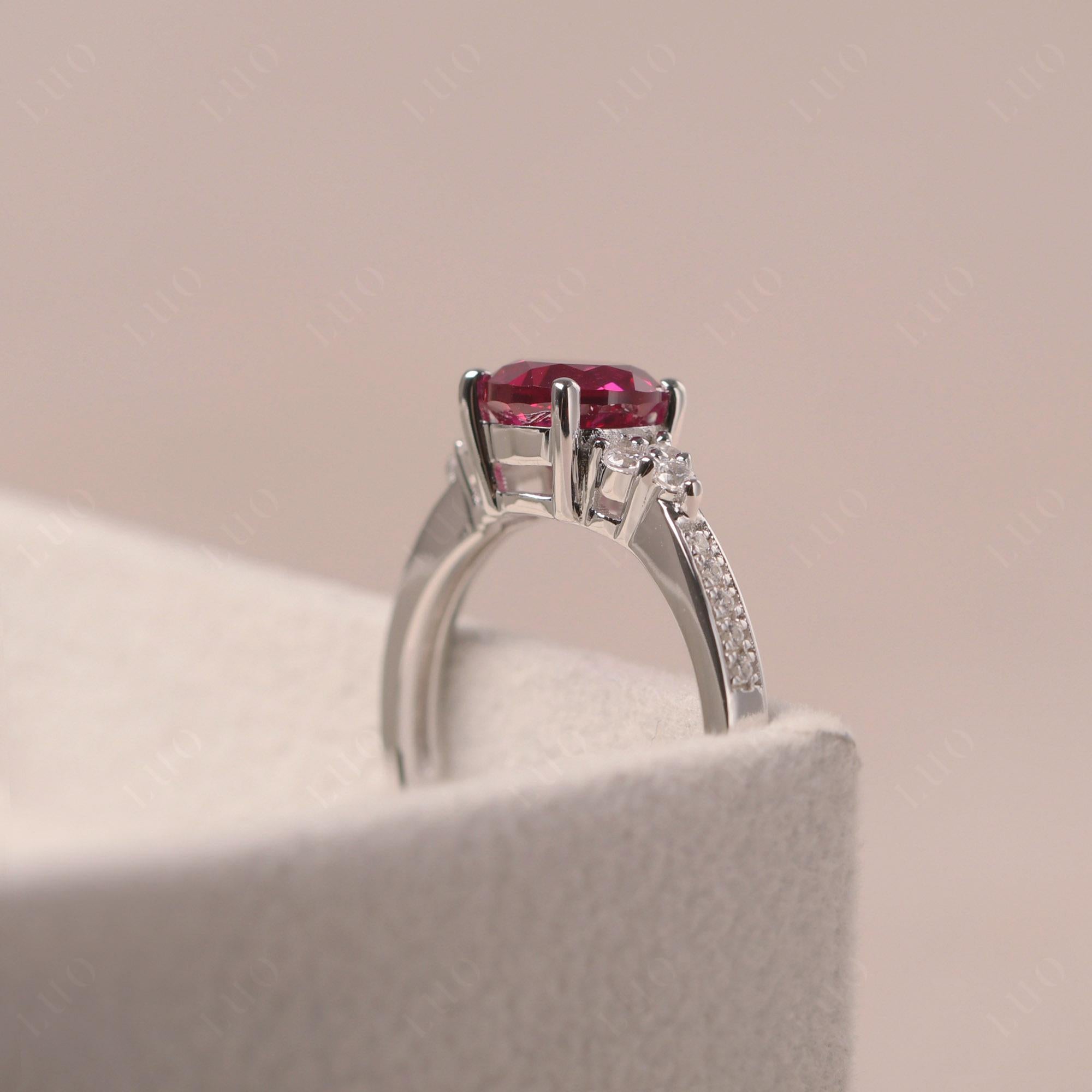 Round Cut Ruby Engagement Ring - LUO Jewelry 