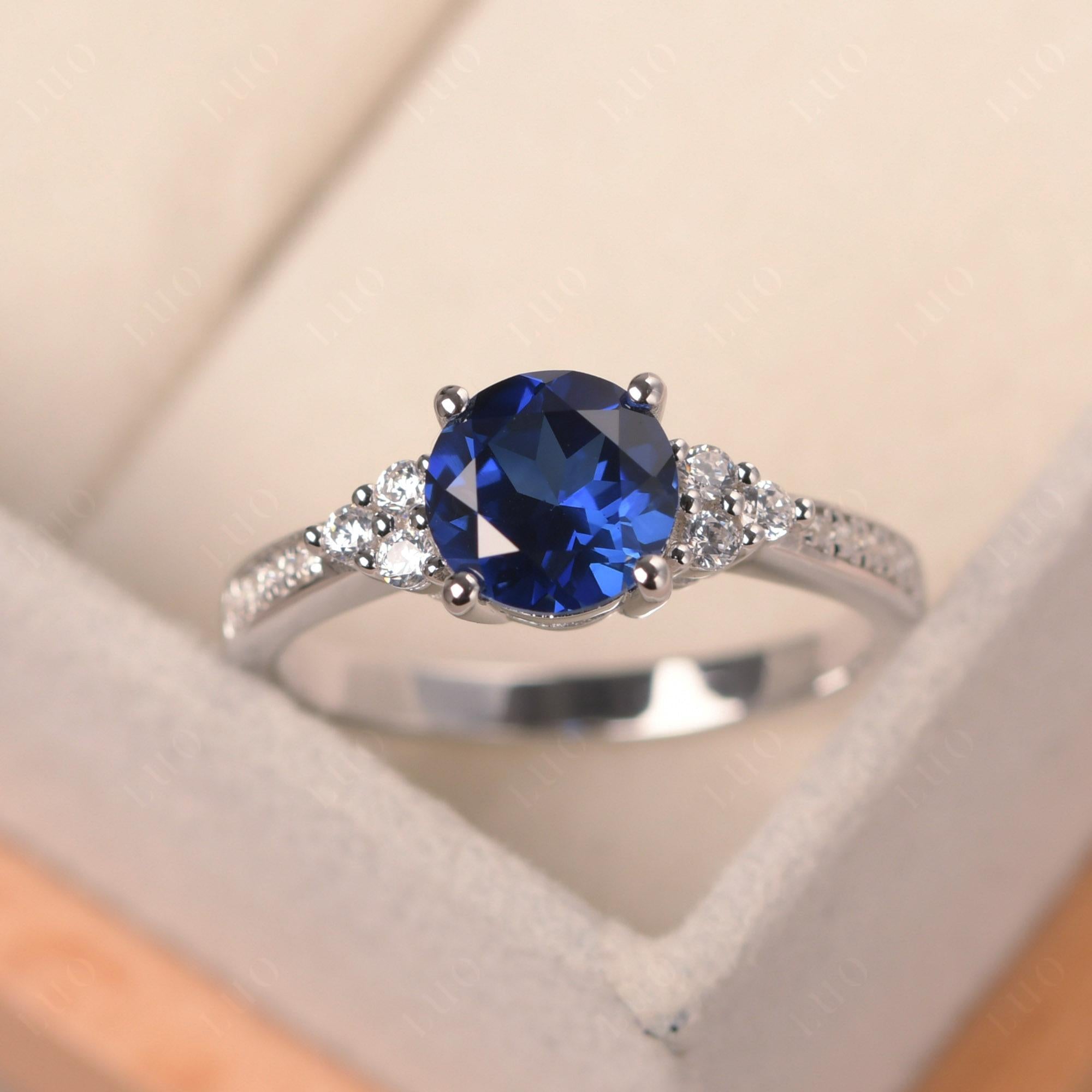 Round Cut Sapphire Engagement Ring - LUO Jewelry 