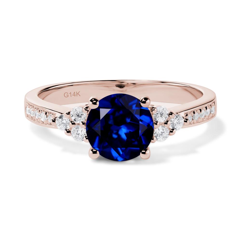 Round Cut Sapphire Engagement Ring - LUO Jewelry #metal_14k rose gold