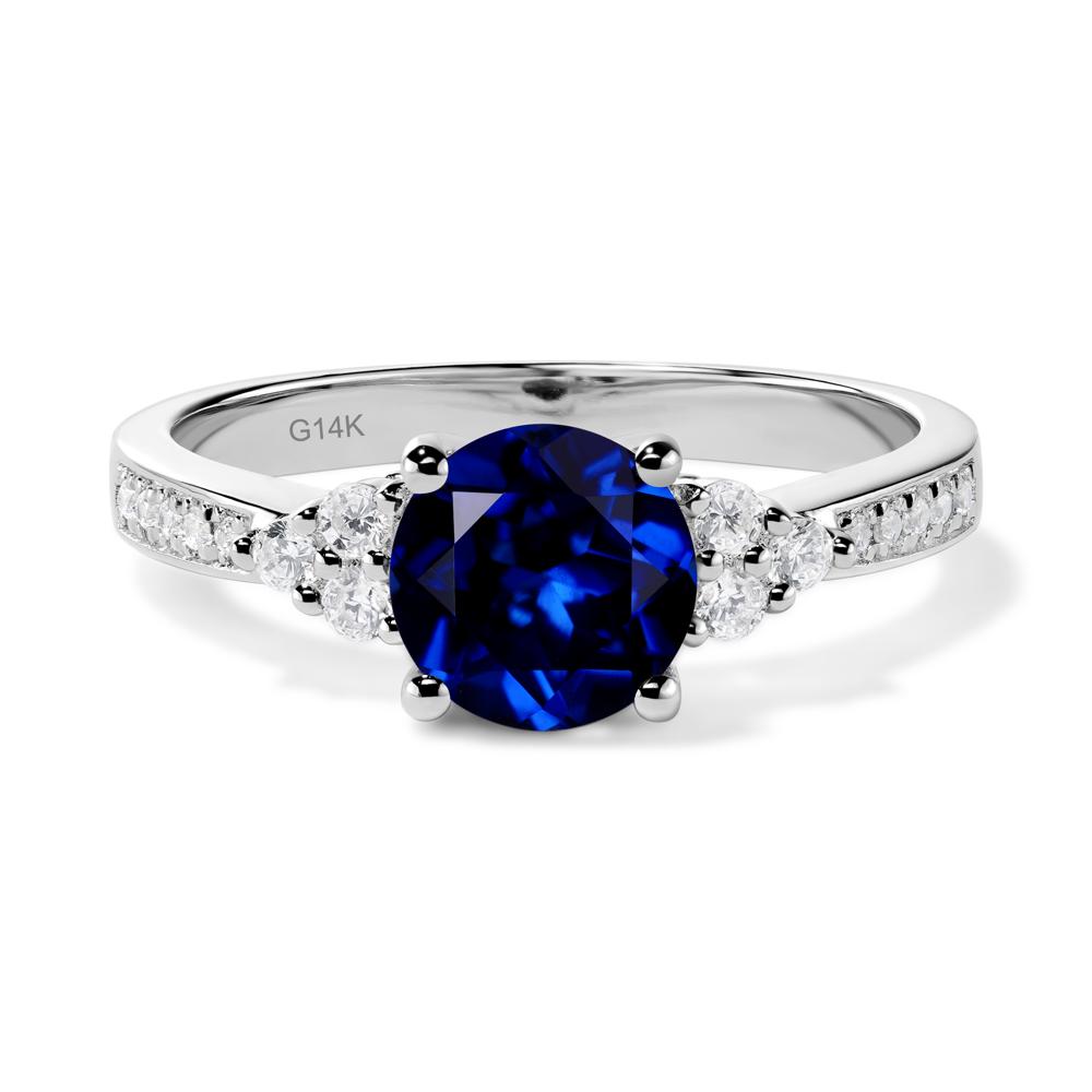 Round Cut Sapphire Engagement Ring - LUO Jewelry #metal_14k white gold