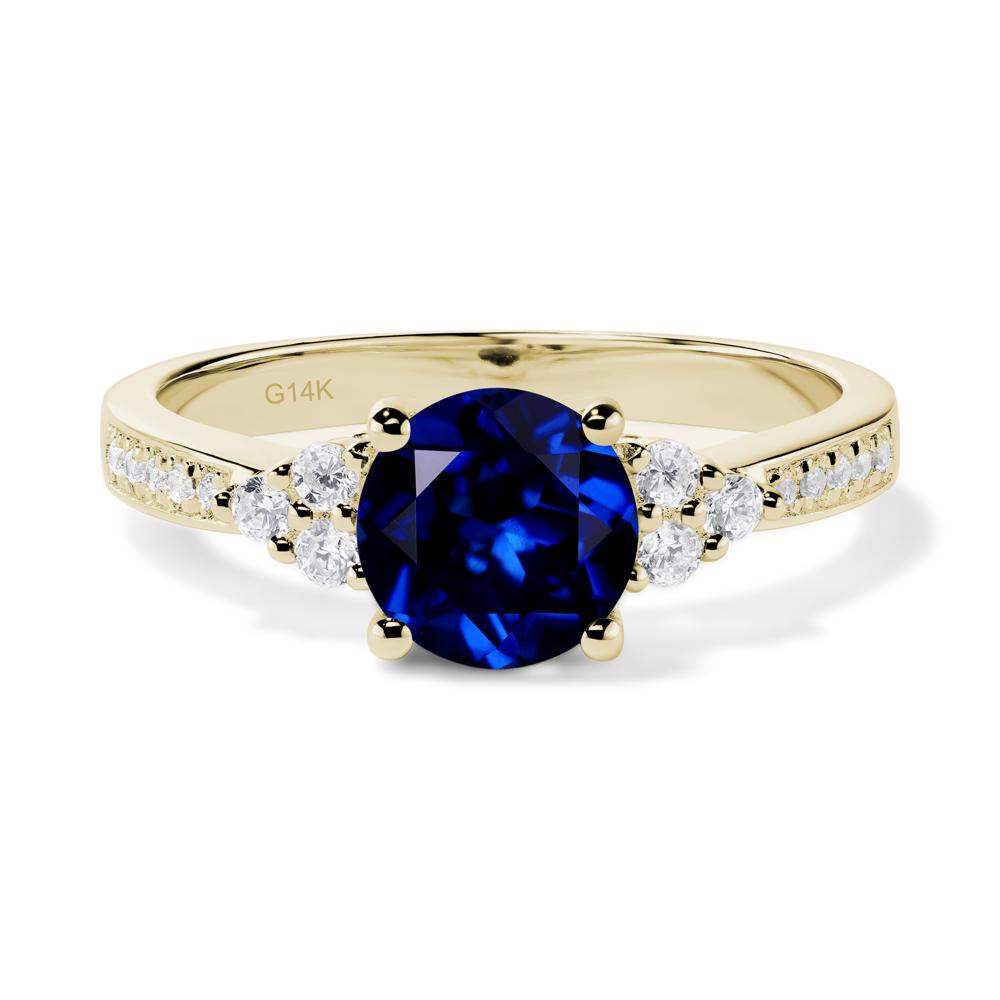 Round Cut Sapphire Engagement Ring - LUO Jewelry #metal_14k yellow gold