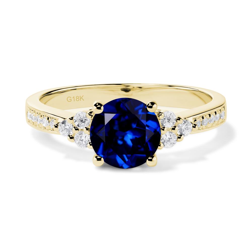 Round Cut Sapphire Engagement Ring - LUO Jewelry #metal_18k yellow gold