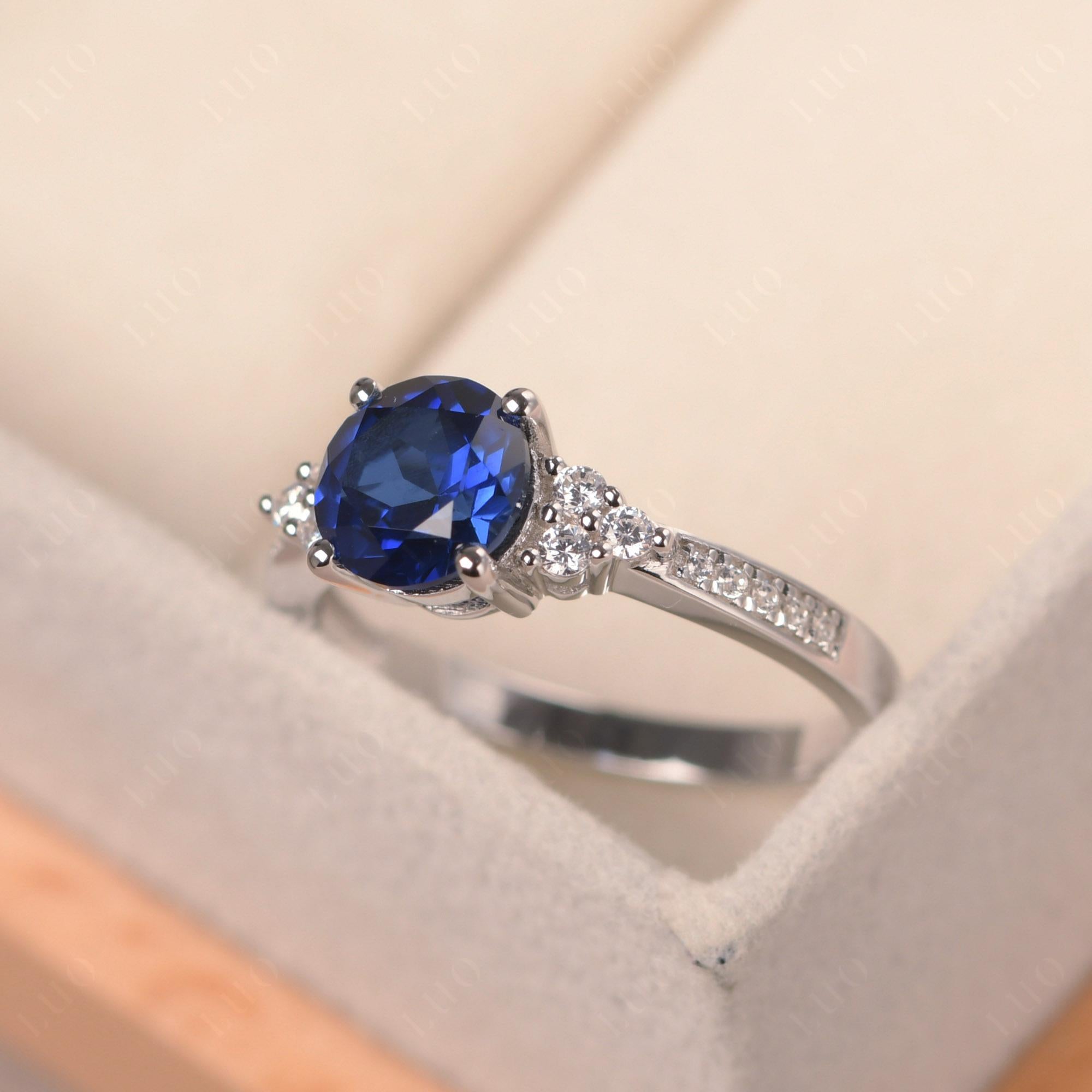 Round Cut Sapphire Engagement Ring - LUO Jewelry 