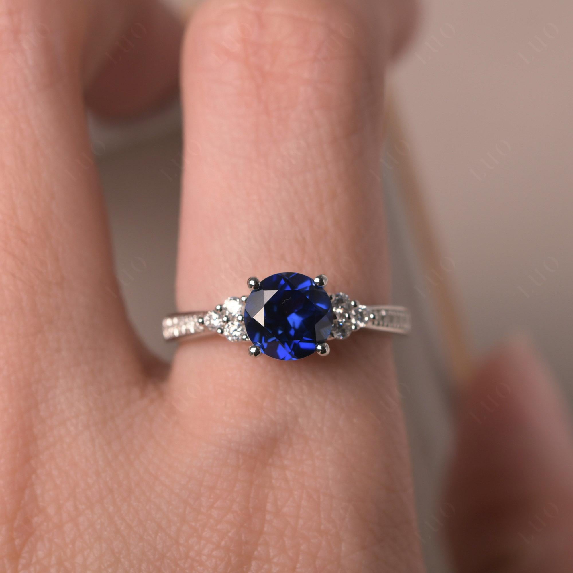 Round Cut Sapphire Engagement Ring - LUO Jewelry 