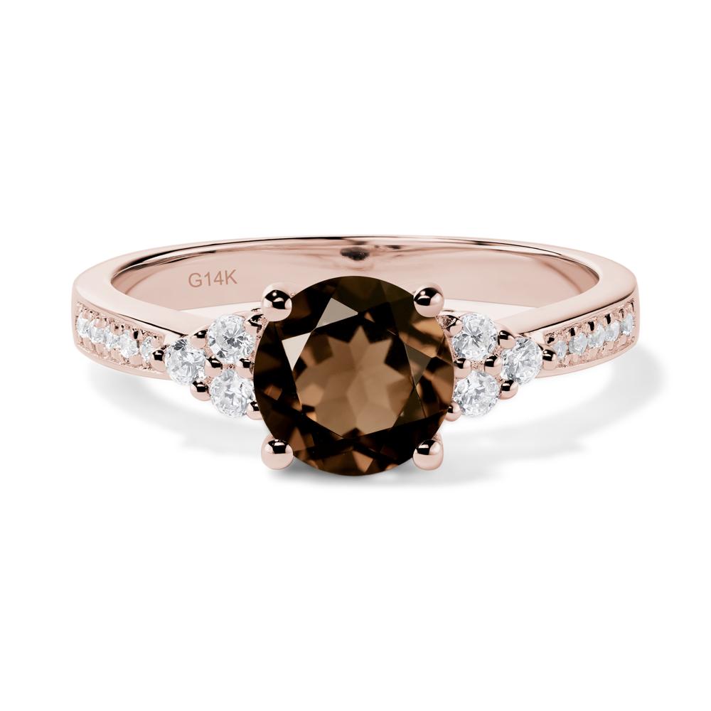 Round Cut Smoky Quartz Engagement Ring - LUO Jewelry #metal_14k rose gold