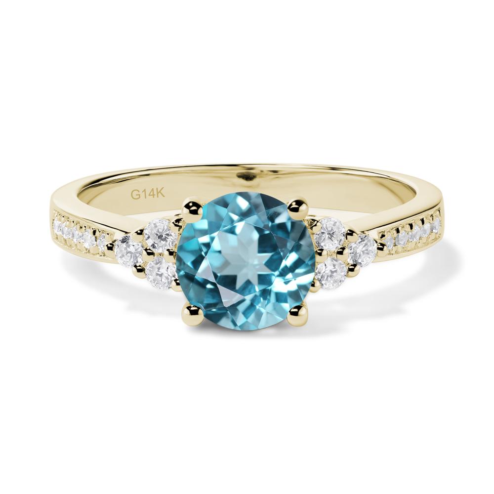 Round Cut Swiss Blue Topaz Engagement Ring - LUO Jewelry #metal_14k yellow gold