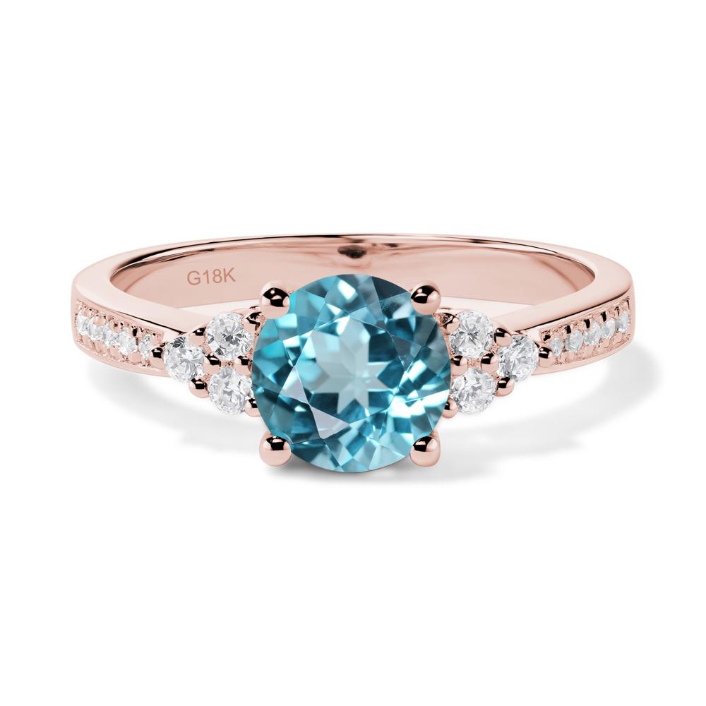 Round Cut Swiss Blue Topaz Engagement Ring - LUO Jewelry #metal_18k rose gold