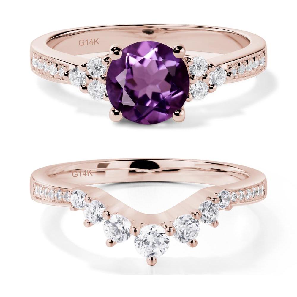 Round Cut Amethyst Engagement Ring - LUO Jewelry #metal_14k rose gold