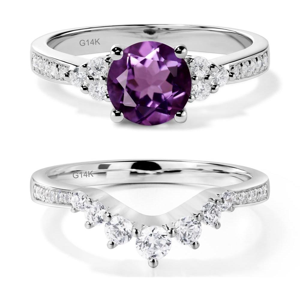 Round Cut Amethyst Engagement Ring - LUO Jewelry #metal_14k white gold