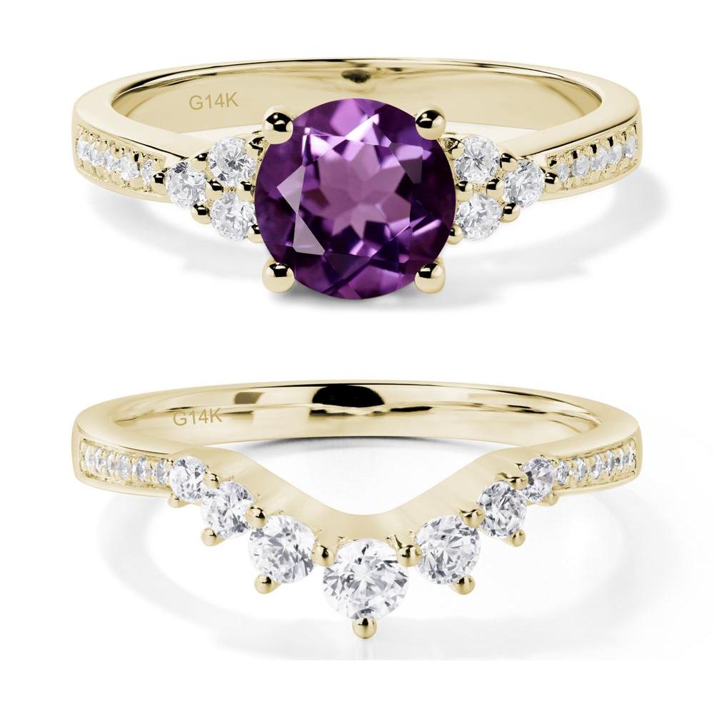 Round Cut Amethyst Engagement Ring - LUO Jewelry #metal_14k yellow gold