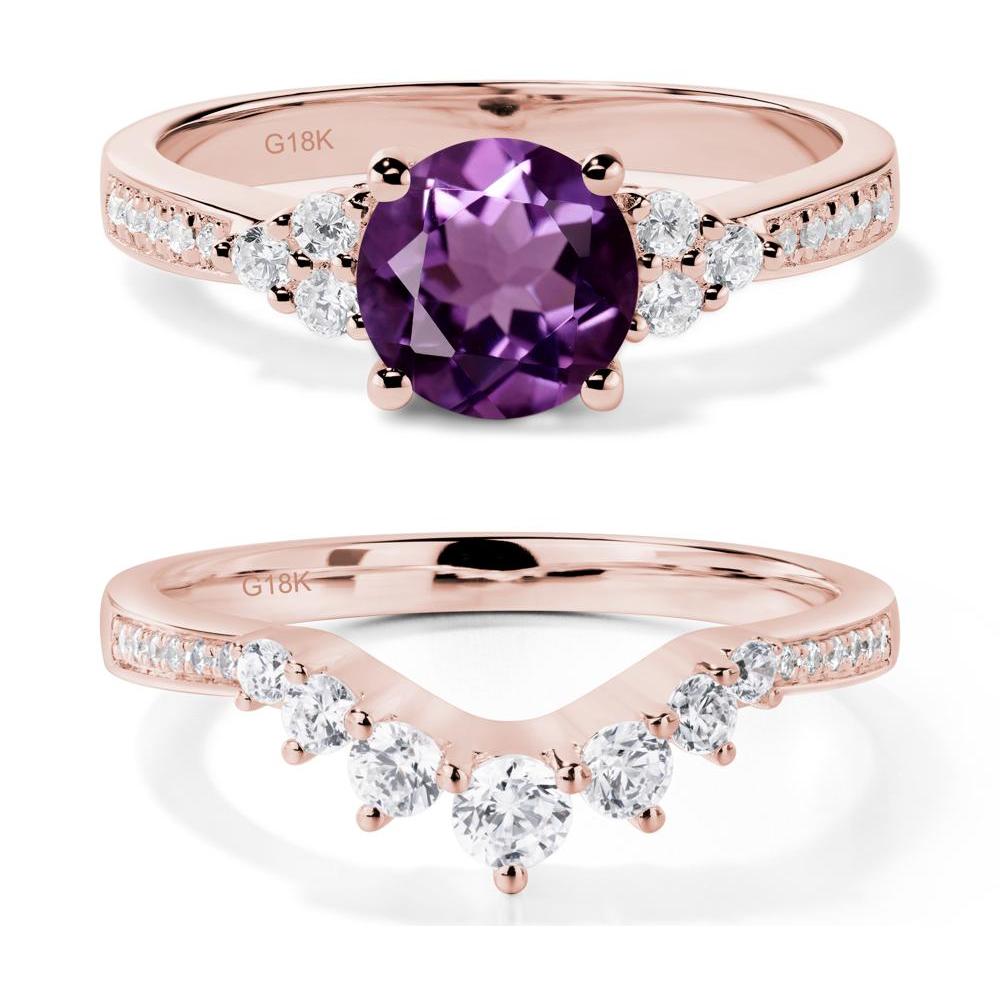 Round Cut Amethyst Engagement Ring - LUO Jewelry #metal_18k rose gold