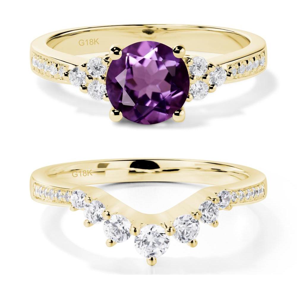 Round Cut Amethyst Engagement Ring - LUO Jewelry #metal_18k yellow gold