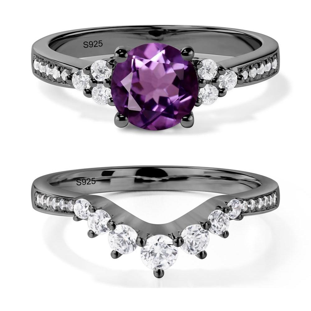 Round Cut Amethyst Engagement Ring - LUO Jewelry #metal_black finish sterling silver