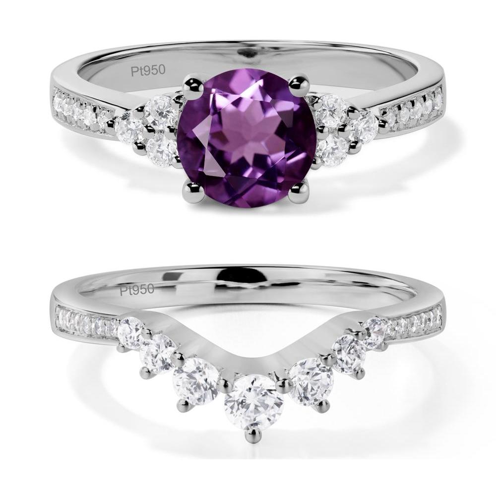 Round Cut Amethyst Engagement Ring - LUO Jewelry #metal_platinum