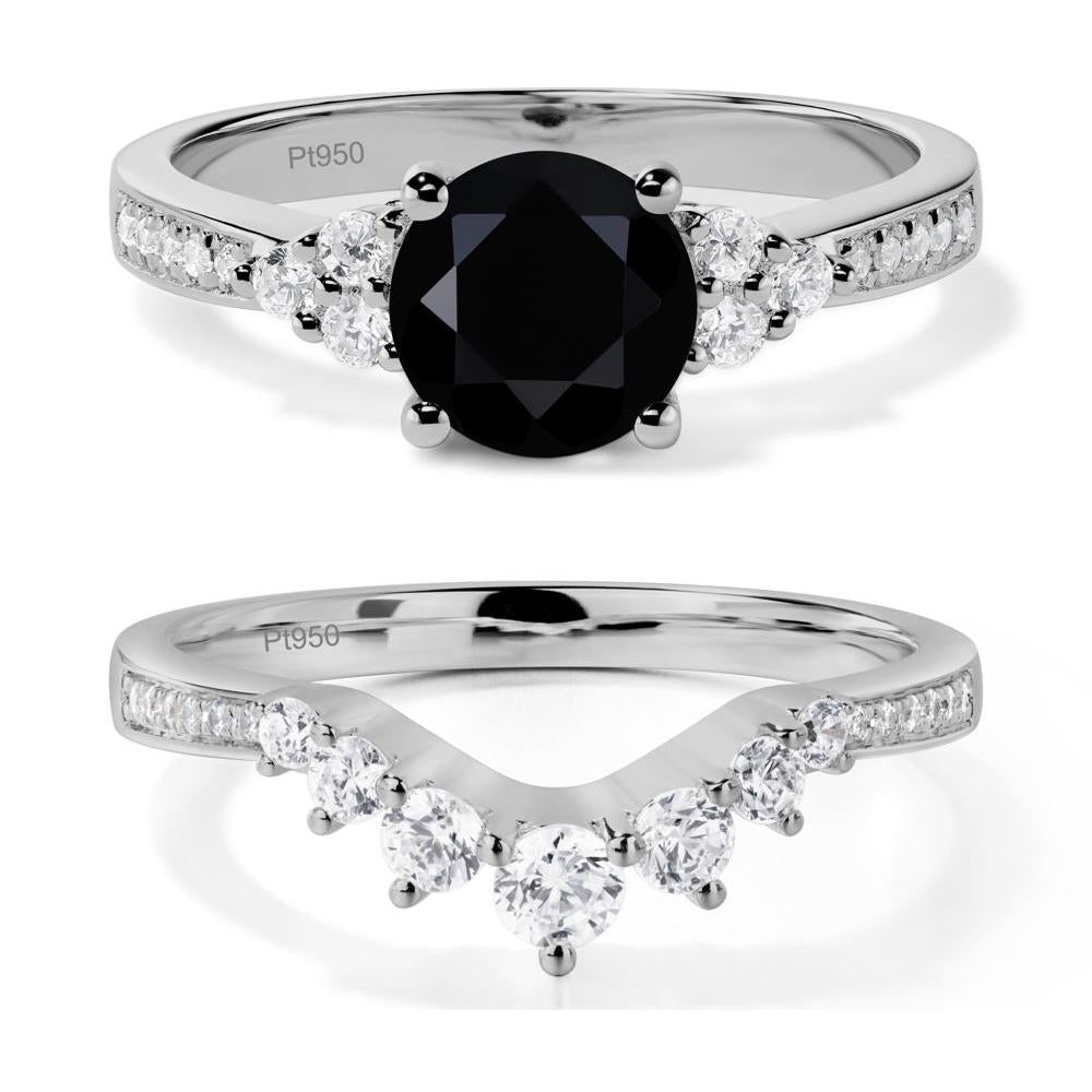 Round Cut Black Spinel Engagement Ring - LUO Jewelry #metal_platinum