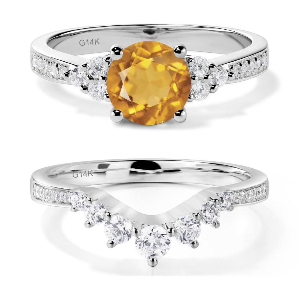 Round Cut Citrine Engagement Ring - LUO Jewelry #metal_14k white gold