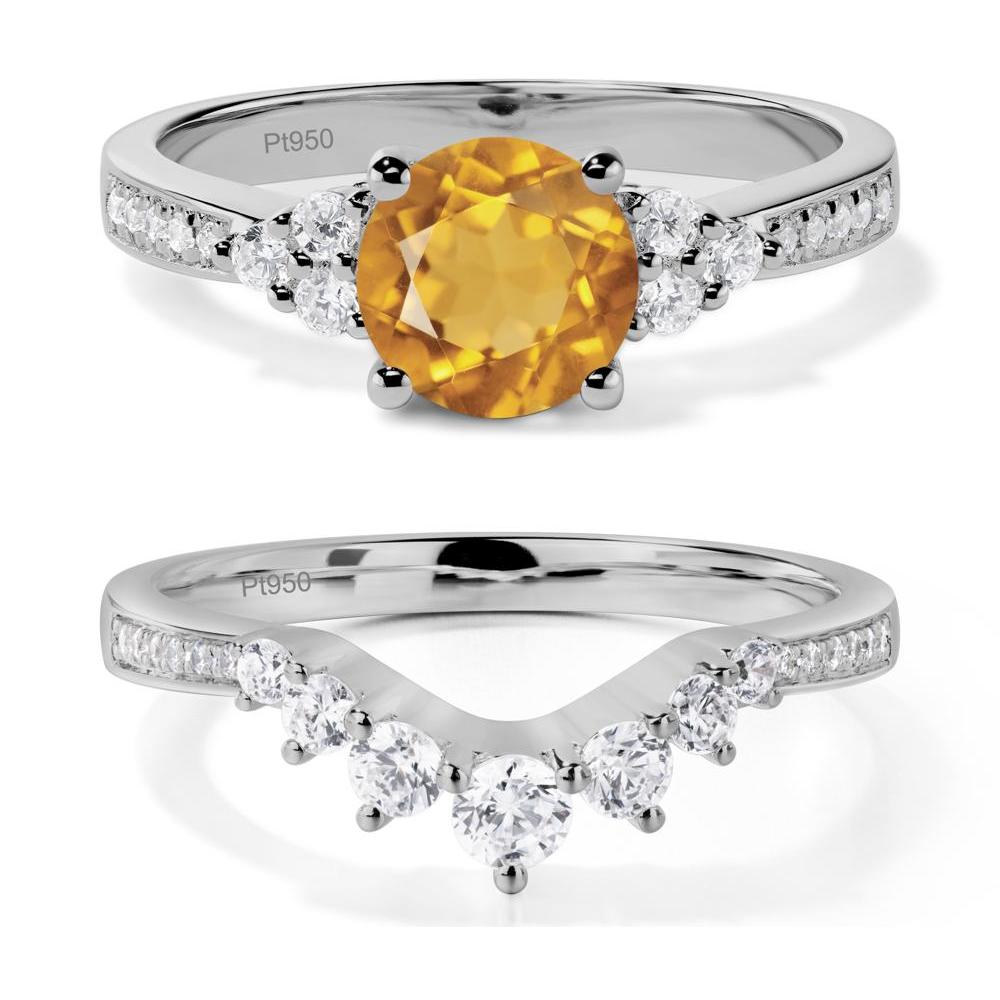 Round Cut Citrine Engagement Ring - LUO Jewelry #metal_platinum