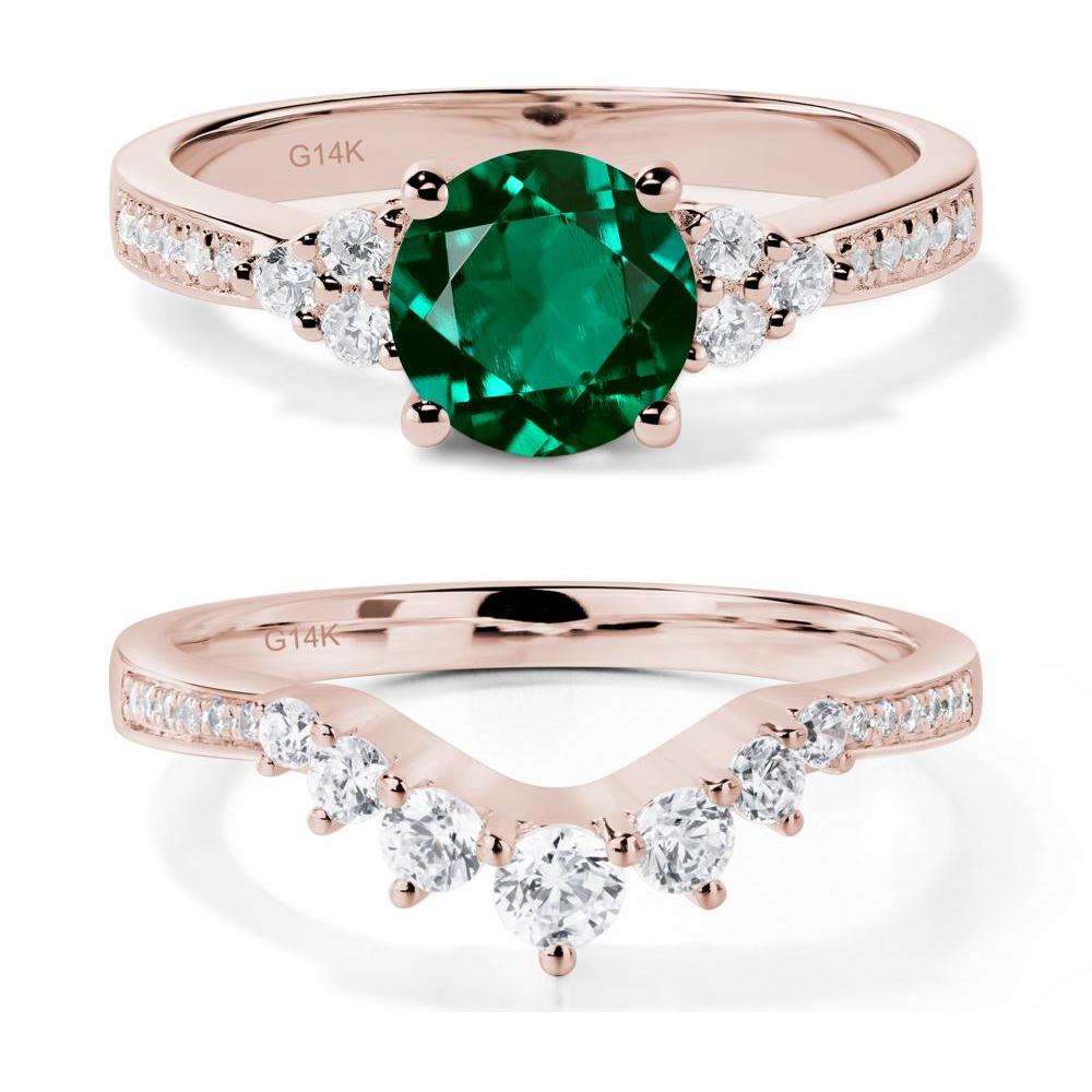 Round Cut Emerald Engagement Ring - LUO Jewelry #metal_14k rose gold