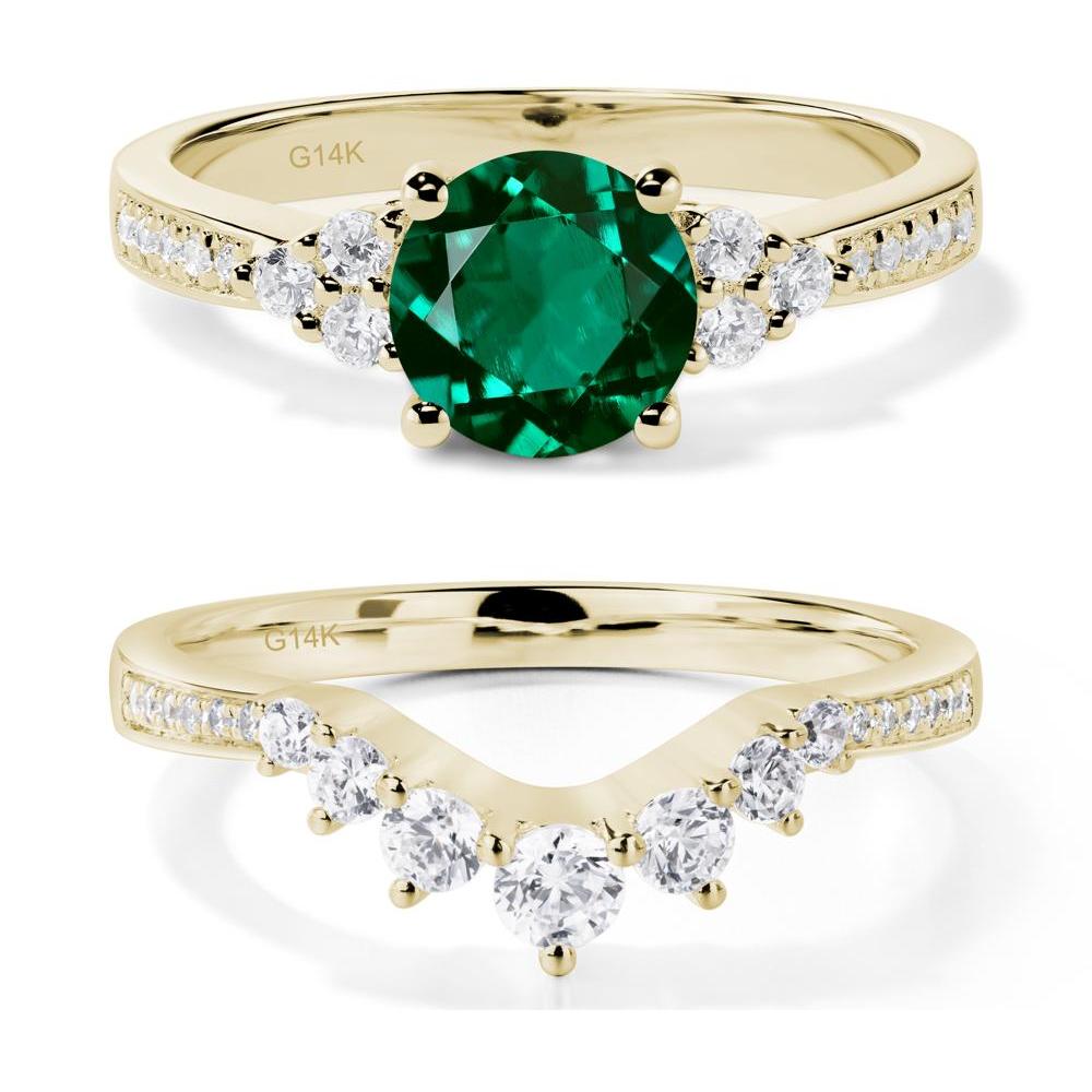 Round Cut Emerald Engagement Ring - LUO Jewelry #metal_14k yellow gold