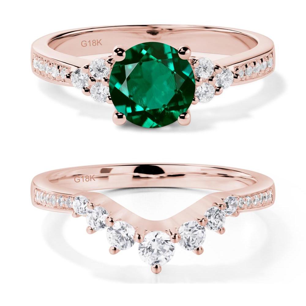 Round Cut Emerald Engagement Ring - LUO Jewelry #metal_18k rose gold