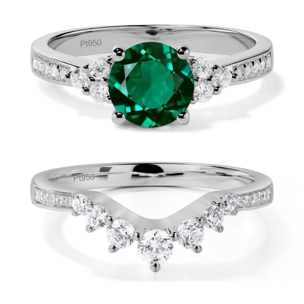 Round Cut Emerald Engagement Ring - LUO Jewelry #metal_platinum