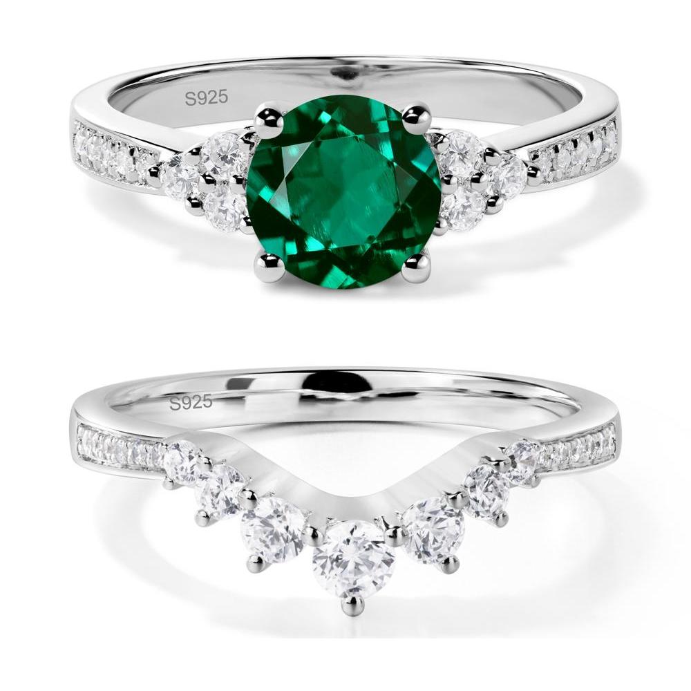 Round Cut Emerald Engagement Ring - LUO Jewelry #metal_sterling silver