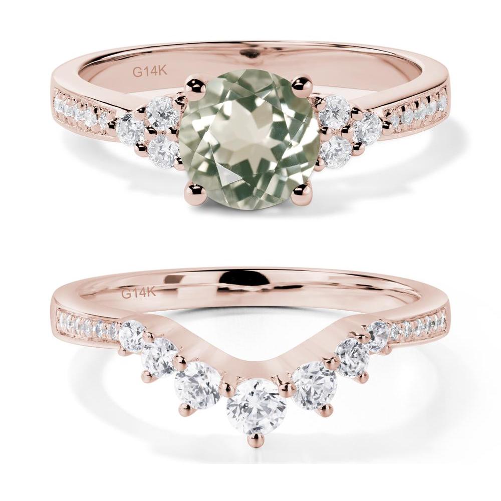 Round Cut Green Amethyst Engagement Ring - LUO Jewelry #metal_14k rose gold