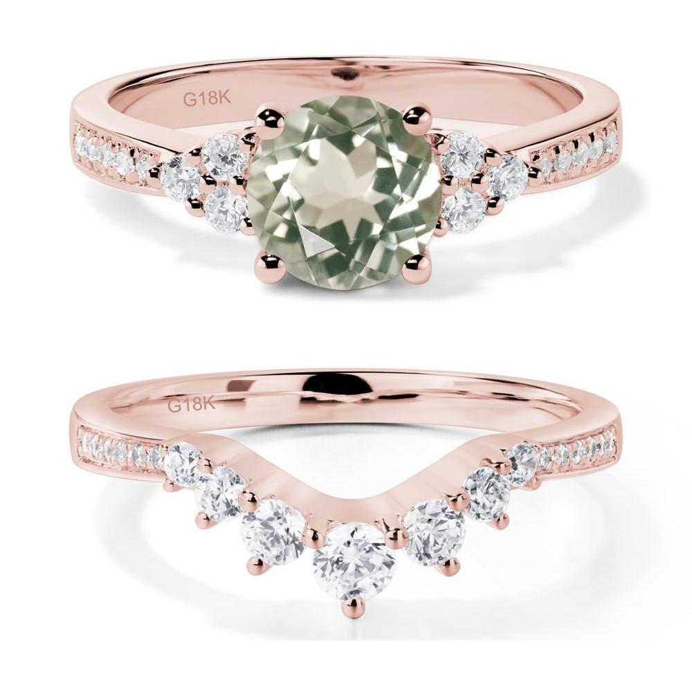 Round Cut Green Amethyst Engagement Ring - LUO Jewelry #metal_18k rose gold