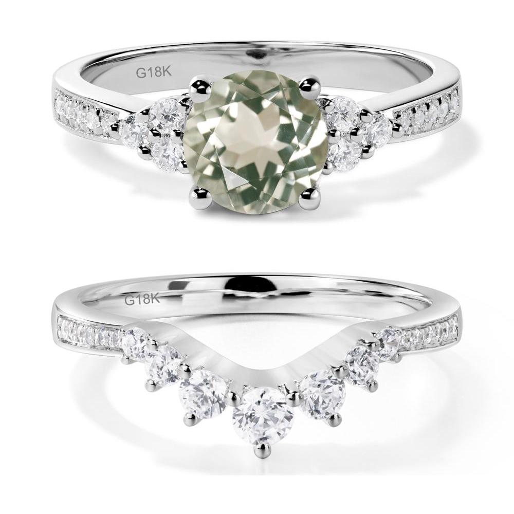 Round Cut Green Amethyst Engagement Ring - LUO Jewelry #metal_18k white gold