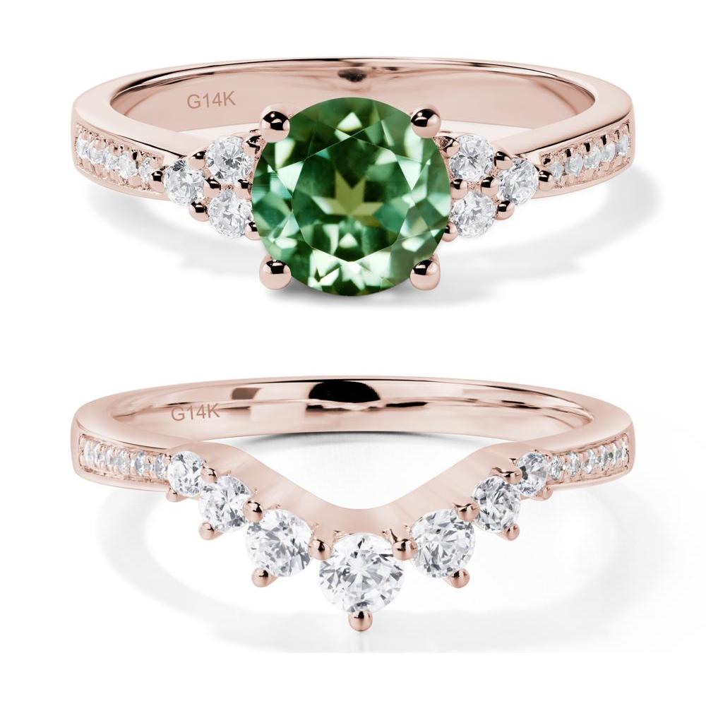 Round Cut Green Sapphire Engagement Ring - LUO Jewelry #metal_14k rose gold