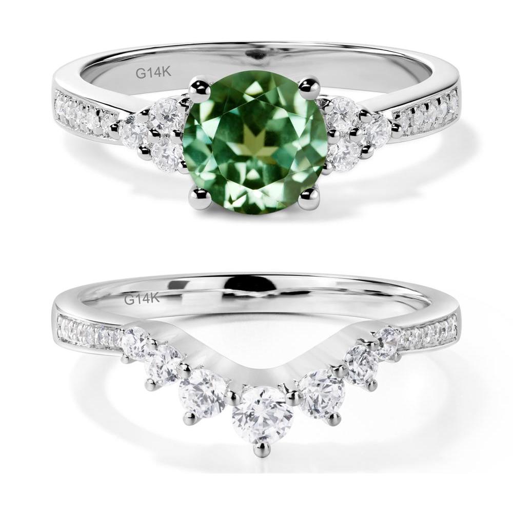 Round Cut Green Sapphire Engagement Ring - LUO Jewelry #metal_14k white gold