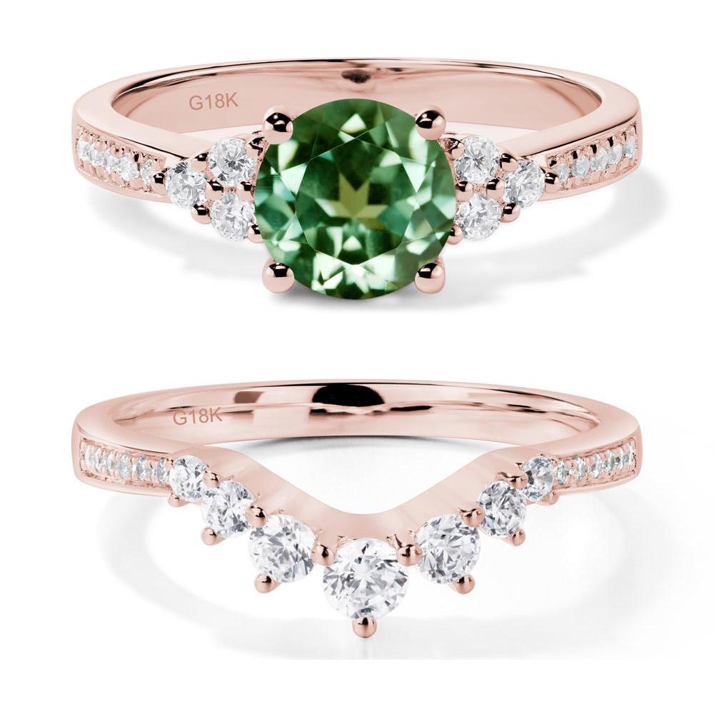 Round Cut Green Sapphire Engagement Ring - LUO Jewelry #metal_18k rose gold