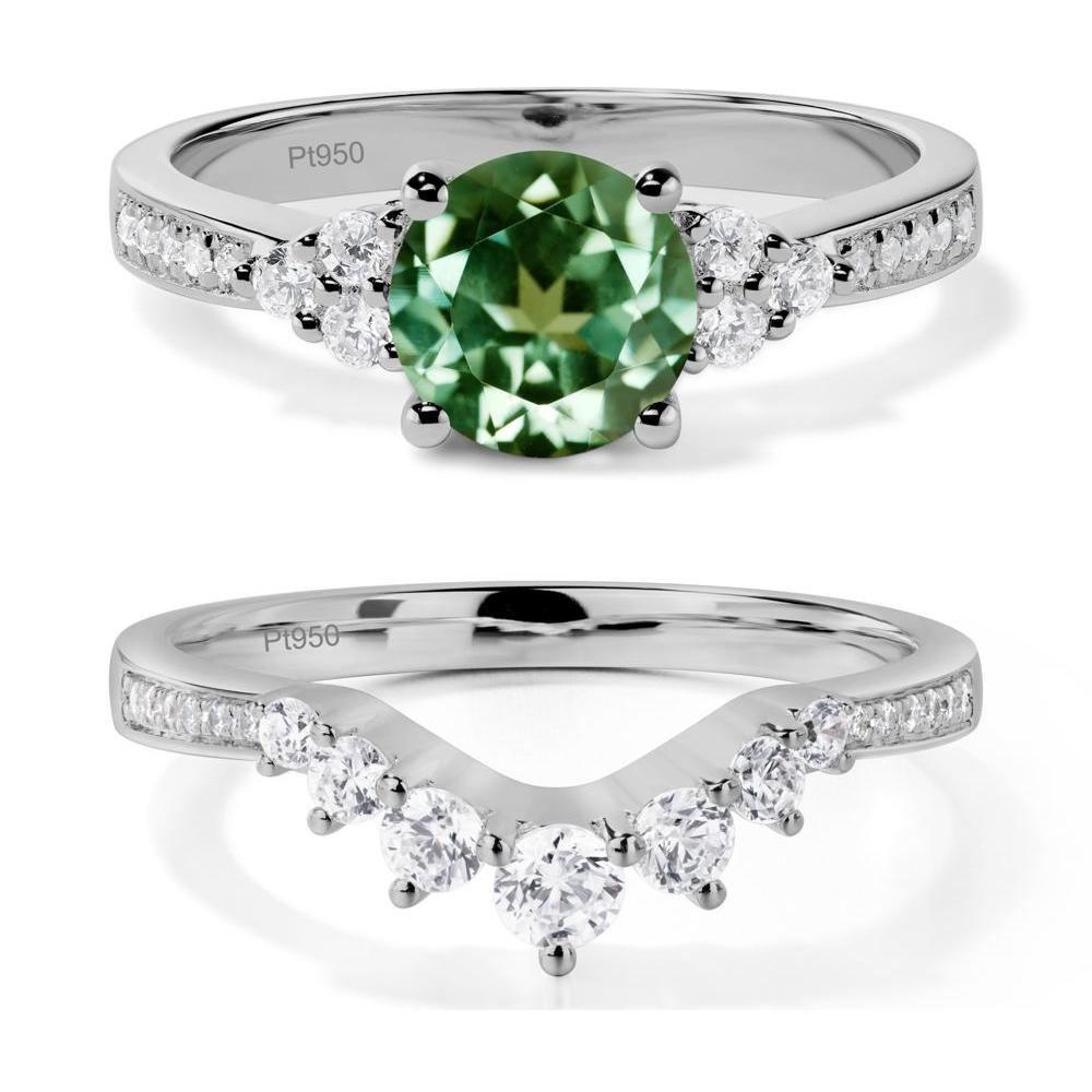 Round Cut Green Sapphire Engagement Ring - LUO Jewelry #metal_platinum