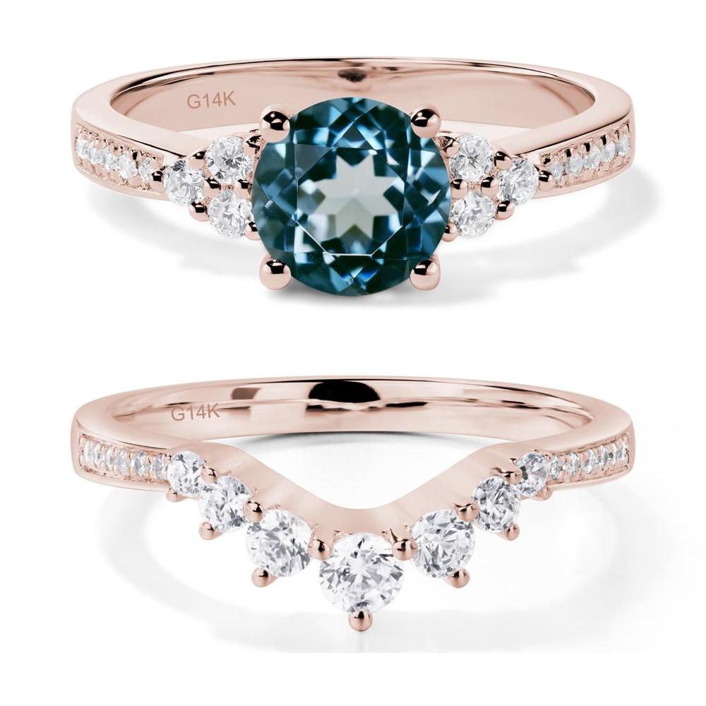 Round Cut London Blue Topaz Engagement Ring - LUO Jewelry #metal_14k rose gold